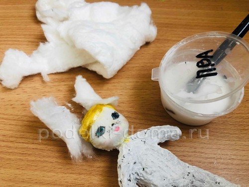 Ёлочная игрушка Зайка в технике ватного папье-маше Ёлочная игрушка Зайка в технике ватного папье-маше